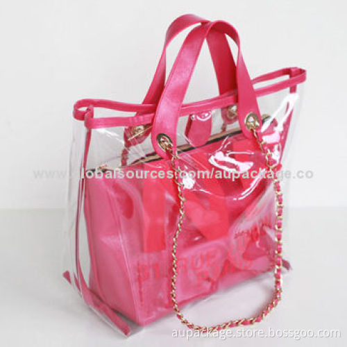 Printing Clear PVC Bag, with Handle and Zip Lock